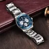 Multi Funkcjonalny kod biegowy Wysokiej klasy sport sportowy Waterproof Waterproof Steel Band Men Watch