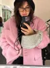 Rosa lapela de lã elegante feminino outono inverno casaco manga longa único breasted solto oversized jaqueta chique casual outwears 240112