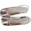 Klänningskor 2023 Summer Women's Flats Sliver Boat Shoes Square Toe Slip On Flat Shoes For Woman Ballet Flats Bekväma Bow Women's Sandals