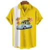 Skjortor sommar avslappnad vintage topp 3d tryckt bil lösa hawaiiansk herrskjorta strand aloha högmodekläder ropahombre 5xl hip-hop casualMotion Style 857