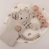 Born Geschenkdoos Set Cartoon Leeuw Fopspeenketting Sussen Handdoek Slab voor Baby Jongens Meisjes Douche 240111