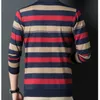 Jesienna zima męska odzież Stripe Button Długie rękaw Polo T-shirt Busines