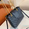 Atualizar Sênior Qualidade Luxurys Designers Womens Bag Square Flap Classic Bolsa Bolsas Ombro Black Gold Chain Dois Estilo