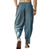 Pantalones de hombre sueltos casuales simples de moda con cordón hip-hop color sólido masculino largo playa hombre pantalones de tela