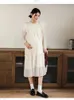 Spring Pregnant Women Party Dress Long Sleeve Ruffled Beaded Collar Loose Maternity Pleated Plus Size Chiffon Dresses 240111