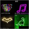 LED Neon Sign MTI Styles Panneaux lumineux Lampe de décoration murale Rainbow Batterie ou USB Table à piles Veilleuses pour filles Enfants Chambre de bébé Dhq0B