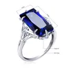 100% Handmade Sterling Silver 925 Big Sapphire Ring for Women Classic med Stone Anniversary Vintage Female Jewelry Gift DD 240112