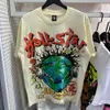 Hellstar T NEW Shirt Designer Graphic Tee Clothing Clothes Hipster Washed Fabric Street Graffiti Lettering Foil Print Vintage Black Loose Tidal Currenthip-hop 973
