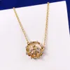 Swarovskis Necklace Designer Women Top Quality Pendant Necklaces Golden Crown Rotating Bee Necklace Female Element Crystal Bee Collar Chain