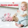 Electric Plush White Rabbit Stuffed Bunny Interactive Soft Bunny Toy Mumble Walking Baby Educational Simulation Kids Cute Toy 240111