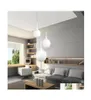 Hanglampen Loft Eenvoudig Melkwit Glazen Bol Licht Led E27 Moderne Hanglamp Met 6 Grootte Voor Woonkamer Slaapkamer Lobby El Sho2832130