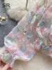 Singiny retalhos blusa floral verão feminino elegante slash neck fora do ombro manga longa senhoras francesas casual y2k chique camisa 240112