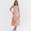 Inspirado com cinto de retalhos Floral Print Mini for Women Women Assimétrico Ruffled Sexy Party Puff Sleeve Summer Dress 210412