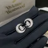 vivianely westwoodly earrings moon Saturn planet inlaid zircon small earrings