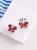 Red zircon inlaid with butterfly cufflinks for women's fashionable formal wear