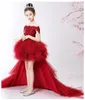 Girl039s Abiti Flower Girl Bead Decorazione Abito Trailing Wedding Party Pageant Ball Beauty Off spalla Kids Princess1048319