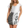 Casual Dresses 2024 Tattoo Print Tight Yarn Dress Sexy Fashion Arrivals Summer White Mesh Round Neck Sleeveless Mini Women Bodycon