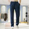 Erkekler pamuk keten pantolon erkek yaz sonbahar nefes alabilir düz renkli keten pantolonlar fitness eşofmanları sokak kıyafetleri s-4xl 240112