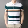 Poloshirts voor heren Korea Man Golfshirts Zomer Gestreepte print Knop Kleding Zakelijke stijl Mannelijke streetwear T-shirt met korte mouwen 240111