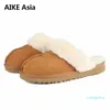 Vrouwen Australië Winter Indoor Slippers 100% Echt Leer Warme Thuis Schoenen Pantoffels Dames Unisex Katoen Slippers EUR 34-45