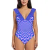 Kobiety stroju kąpielowego w niebiesko -różowym stroju kąpielowym One Piece Wysokiej jakości wydrukowane push up Monokini Summer Bathing Suit