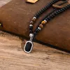 Pendant Necklaces Mprainbow Mens Geometric Charm Black Beaded Tier Eye Stone With Square Sweater Chain Collar Gifts For Him