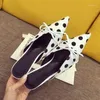 Slippers Shoes Woman 2024 Thin Heels Pointed Toe Casual Pantofle Low Heeled Mules Cover Luxury High Fabric Fashion Basic Rom