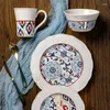 Assiettes rondes en céramique de Style nordique créatif, plat à fruits et à riz, vaisselle ménagère