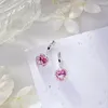 Orecchini pendenti che vendono gioielli di moda ipoallergenici in argento sterling 925 con zirconi rosa all'ingrosso per regali per feste di compleanno per donne