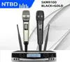 NTBD SKM9100 Performance sur scène maison KTV haute qualité UHF professionnel double système de Microphone sans fil dynamique longue Distance 2106103241491