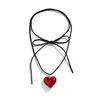 Pendant Necklaces Elegant Love Women Necklace Fashion Colorful Heart Ruby Leather Rope Luxury Girl Friend Gift Street Accessories