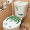 Зеленые листья растений, туалетная наклейка, туалет, самоклеющиеся настенные наклейки, настенная наклейка для ванной комнаты, цветок, украшение дома, наклейки 240111