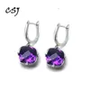 Dangle Oorbellen CSJ Natuurlijke Amethist Sterling 925 Zilveren Edelsteen Kussen 10mm Voor Vrouwen Verjaardagsfeestje Sieraden Gift