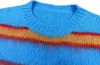 Erkek Sweaters Ekleme Renkleri Stripe Mavi Örgü Tiftik kazak Erkek Kadınlar En Kaliteli Moda Çiftleri Sweatshirt Unisex