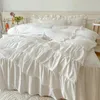 White Cake Layers Big Lace Ruffles Girls Duvet Cover Set Pillowcases Bed Skirt Or Sheet Bedspread Princess Bedding 240112