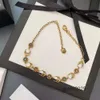 Накрытые золотые латунные медные дизайнерские ожерелья Choker Chain G-letter Pendants Модные женские ожерелье свадебные украшения B224