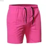 Shorts pour hommes Été plage conseil Shorts hommes maillot de bain pantalons courts hommes sport maillots de bain rose vif solide sport hommes sous-vêtements Masculino ShortsL240111