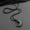 Pendant Necklaces Lucky Crescent Moon Crystal Necklace Natural Stone Handmade Black Obsidian Opal Rope Wrap Adjustable