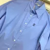 Chemise femme chemisier de créateur mode luxe lettre brodée chemises à manches longues décontracté bleu simple revers cardigan bouton manteau
