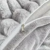 ハイグレードのウサギベルベット4PCSベッドディングセット冬の暖かい豪華な柔らかい太いぬいぐるみカバーコーラルフリースベッドシートと枕カバー240111