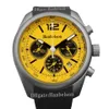 Montre de sport en caoutchouc pour hommes, verre saphir en titane, mouvement à Quartz, chronographe, jaune, noir, cadran bicolore, horloge 44mm