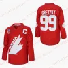 Filme personalizado 1991 Wayne Hockey 99 Gretzky Jersey Slap All Ed Branco Vermelho Cor Away Respirável Esporte Venda Alta Qualidade