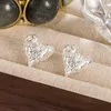 Boucles d'oreilles en forme de cœur d'amour plaqué argent 925, bijoux pour femmes et filles, cadeaux de fête de mariage et d'anniversaire, E2395