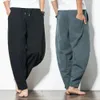 Estilo chinês harem calças homens streetwear casual joggers calças dos homens de algodão linho sweatpants tornozelo-comprimento calças masculinas S-3XL 240112