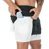 Pantalones cortos para hombres Entrenamiento de gimnasio 2 en 1 Compresión para hombres Rendimiento atlético de verano con bolsillos de toalla Elástico Secado rápido