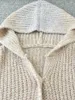 Kvinnors stickor tröja för kvinnor 2024 vinter höst mohair huva sequin gradient lös avslappnad långärmad stickad kofta