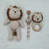 Amigurumi Crochet Lion Baby Creetether Kawaii фаршированная кукла животных куклы Beech Wood Borning Clip Clip Birth Box 240111