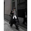 Trench da uomo Y2K Spalla Nero Trench di media lunghezza Stile coreano Trendy Cappotto casual da uomo Giacche lunghe per