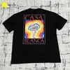 T-shirty męskie proste abstrakcyjne tęczowe grzybowe drukowanie Casablanca T-shirty mężczyźni kobiety swobodne para Czarna biała lato luźne krótkie rękaw T240112