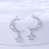 Boucles d'oreilles Vonmoos 925 en argent Sterling étoiles goutte pour les femmes de luxe mode mignon lune Piercing bijoux accessoires